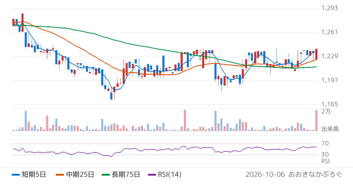ビーグリー（3981）の株価チャート